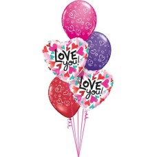 Bukiet 501 Love You Coverging Hearts Qualatex #46070-2 90570-3